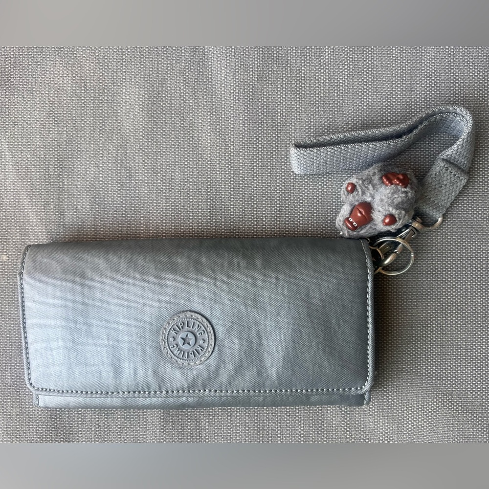 Kipling Metallic Gray Wallet with Keychain